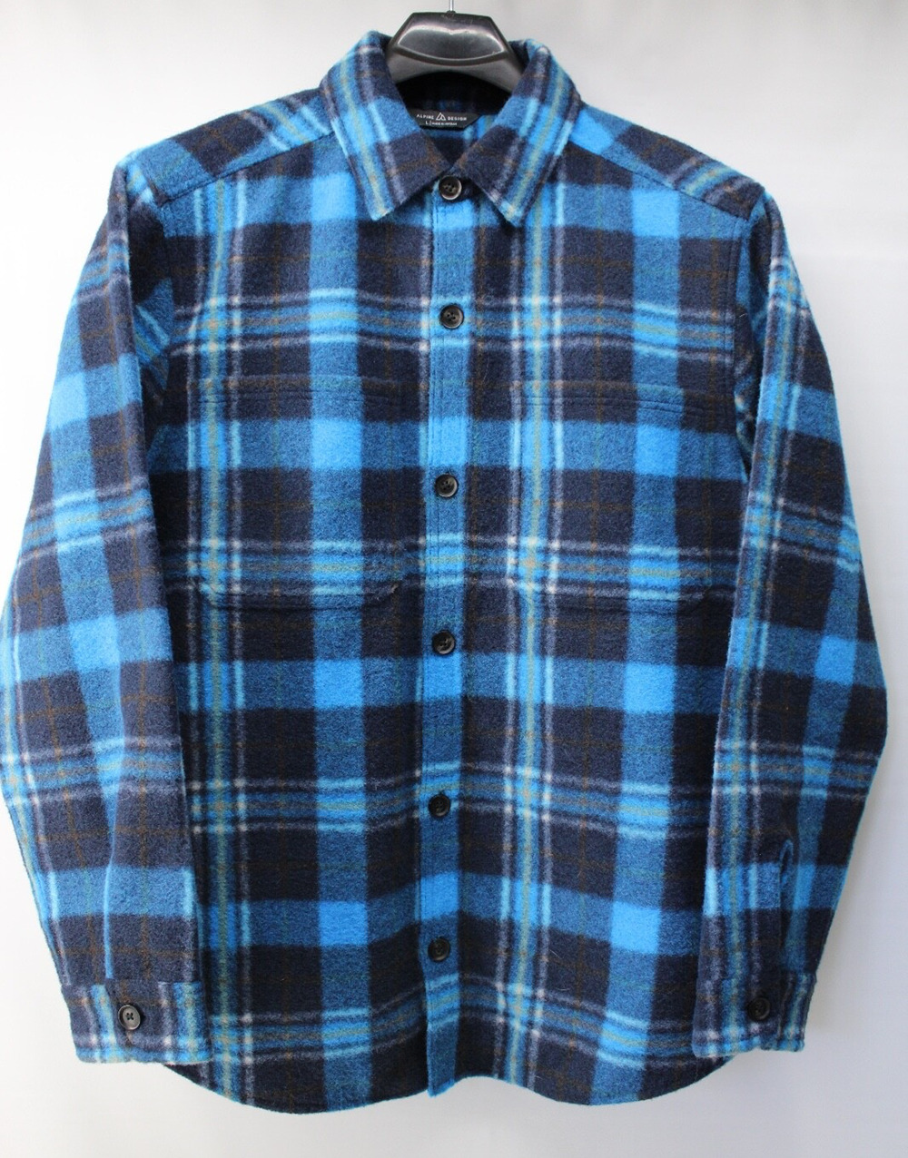 ALPINE DESIGN MEN'S LARGE BLUE PLAID HEAVY FLEECE FLANNEL SHIRT JACKET